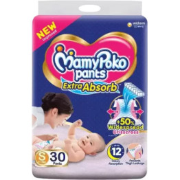 MamyPoko Pants Extra Absorb Diaper- Small Size Pack of 30 Diaper